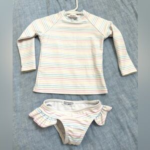 Minnow rainbow stripe rashguard & bottoms size 1